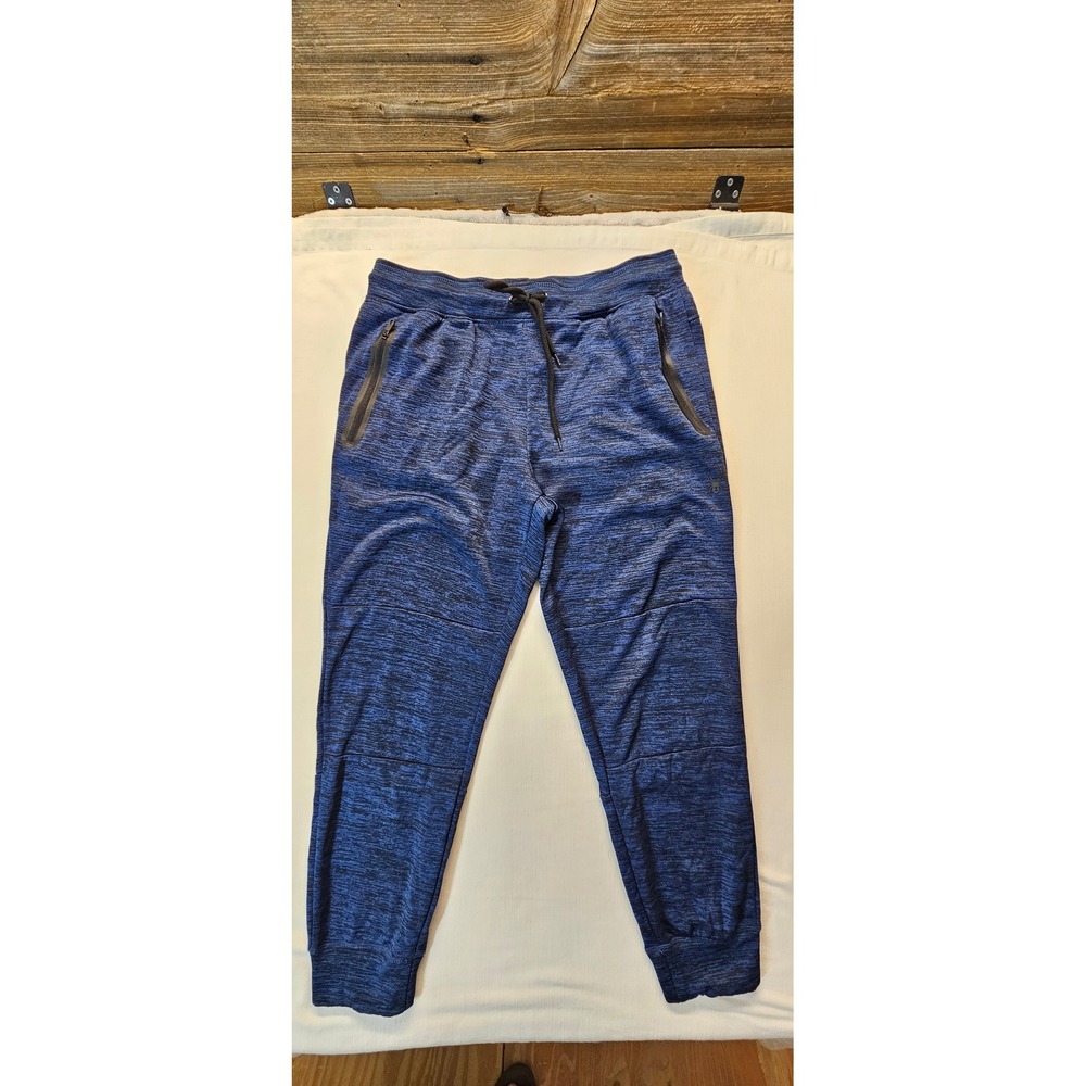 Spyder Active Mens Blue Space Dye Joggers Large Zipper Pockets Drawstring Pants